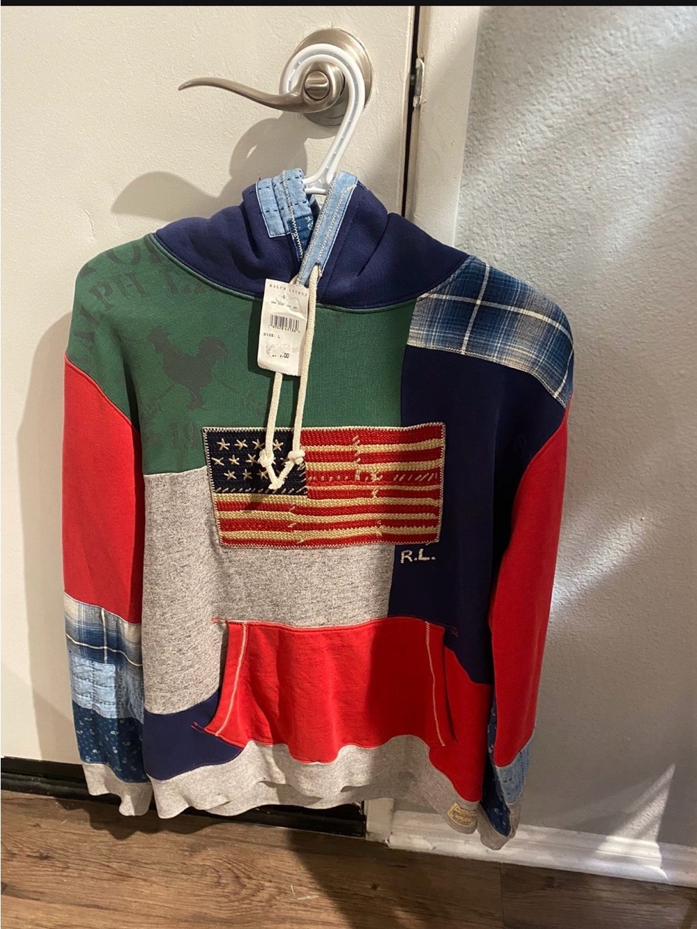 Polo by Ralph Lauren Patchwork Zip-Up Hoodie - Red/Green/Navy